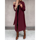 Women's Coat Work Street Shopping Fall Winter Long Coat Regular Fit Warm Breathable Comtemporary Stylish Formal Jacket Long Sleeve Plain with Pockets With Belt Black White Yellow
