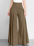 Women's Wide Leg Pants Trousers Full Length Pocket High Cut High Waist Fashion Streetwear Street Daily Camel Grey S M Fall Winter